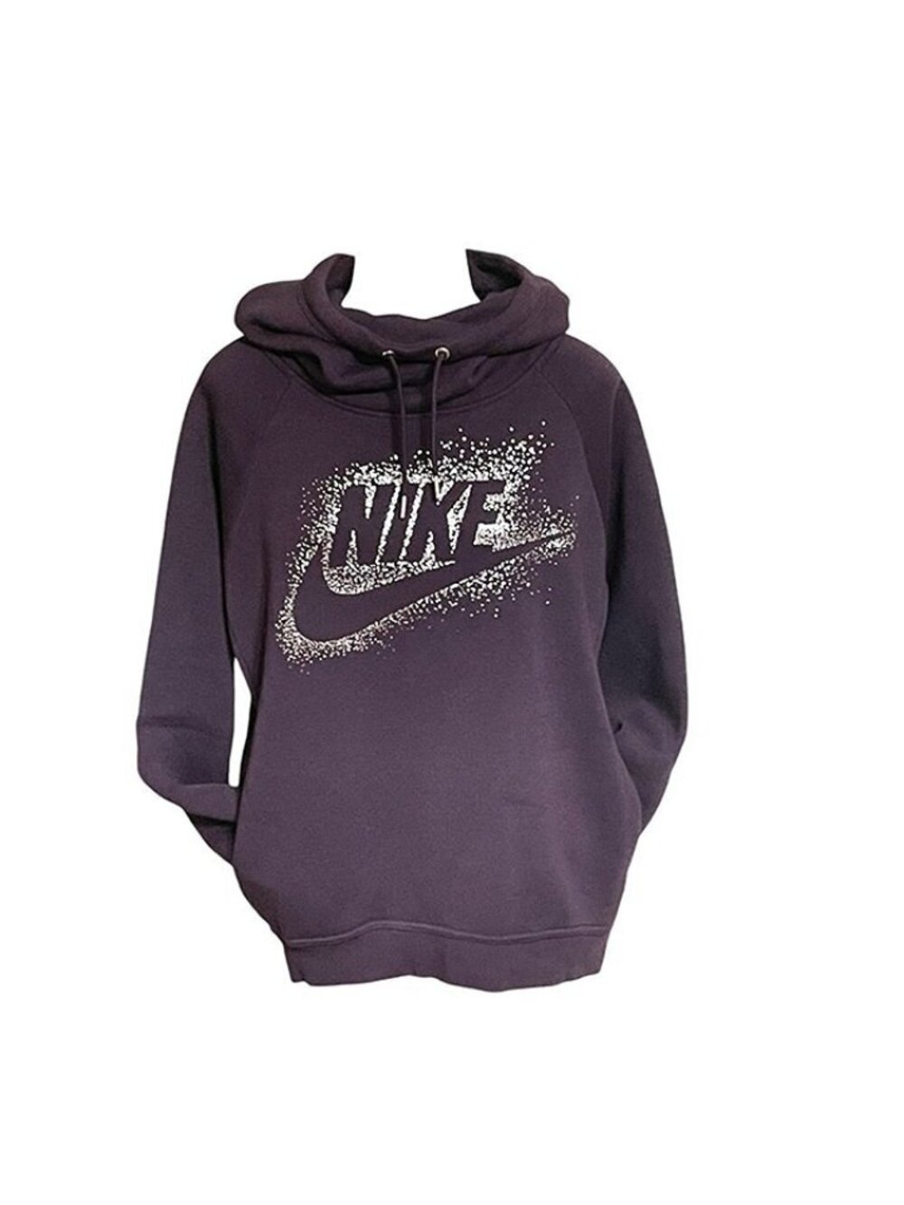 Nike Sportswear Rally Funnel-Neck Metallic-Logo Hoodie Size M